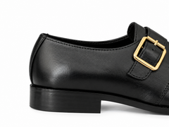Elite Evoke – Noir Gold Buckle Monk-Strap Loafers