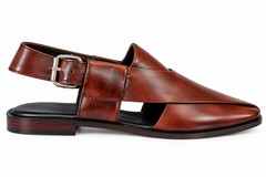 Elite Evoke – Maroon Leather Peshawari Sandals