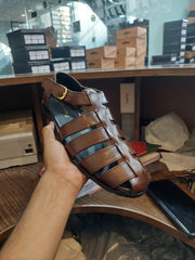 Premium Brown Leather Multi-Strap Sandals