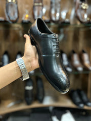 Black Leather Perforated Brogue Oxford