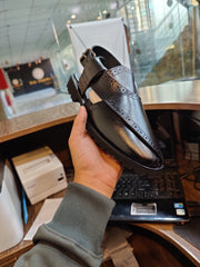 Elite Evoke Zarq Noir – Black Peshawari Chappal