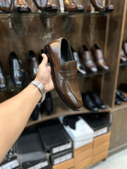 Elite Evoke Classic Brown Leather Business Casual Loafers