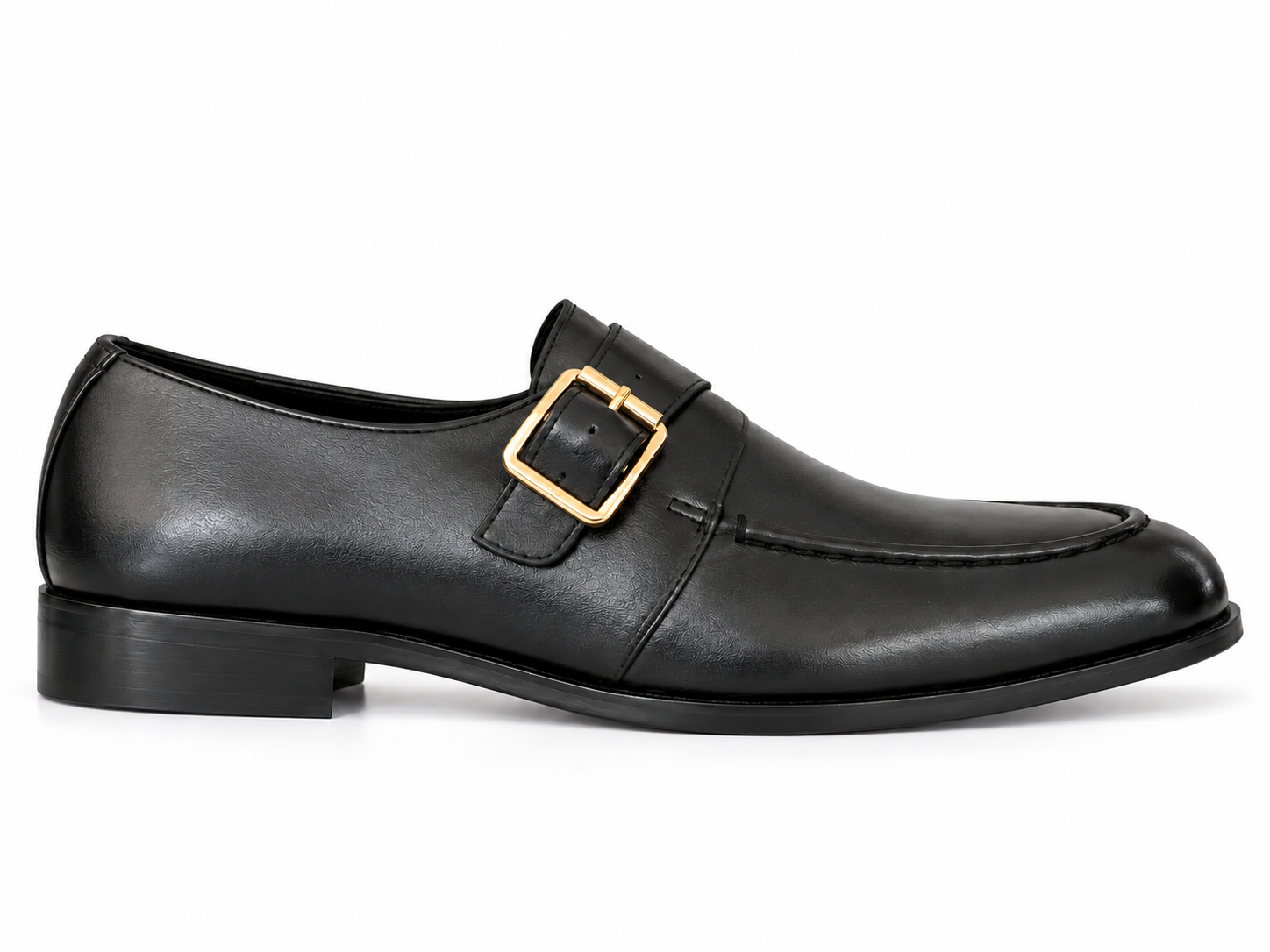 Elite Evoke – Noir Gold Buckle Monk-Strap Loafers