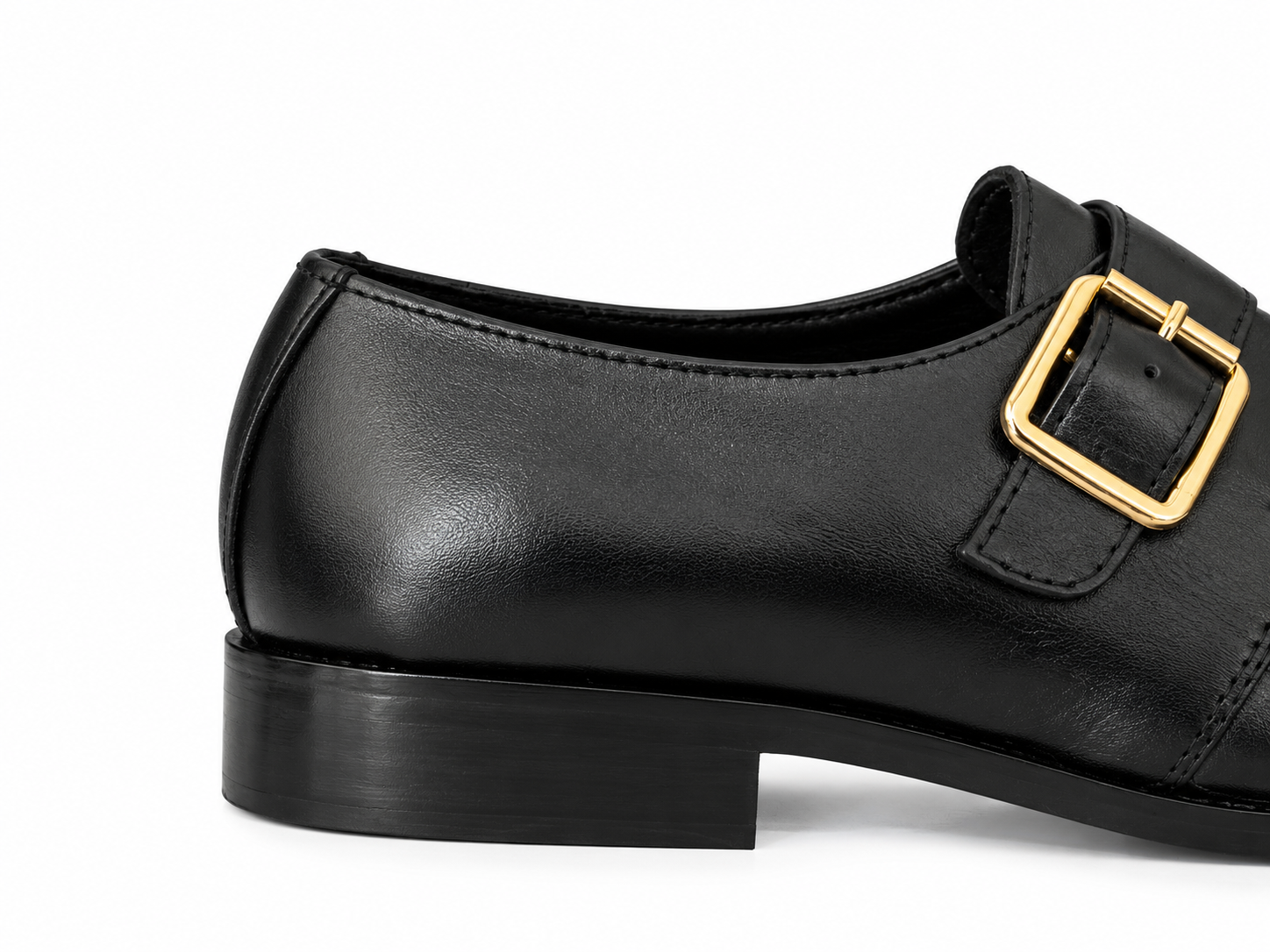 Elite Evoke – Noir Gold Buckle Monk-Strap Loafers