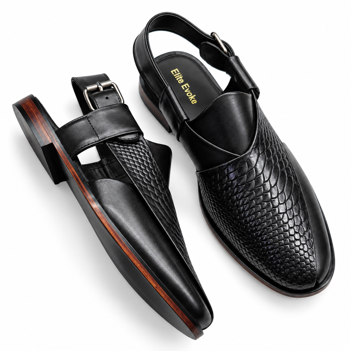 Elite Evoke – Noir Textured Peshawari Sandals