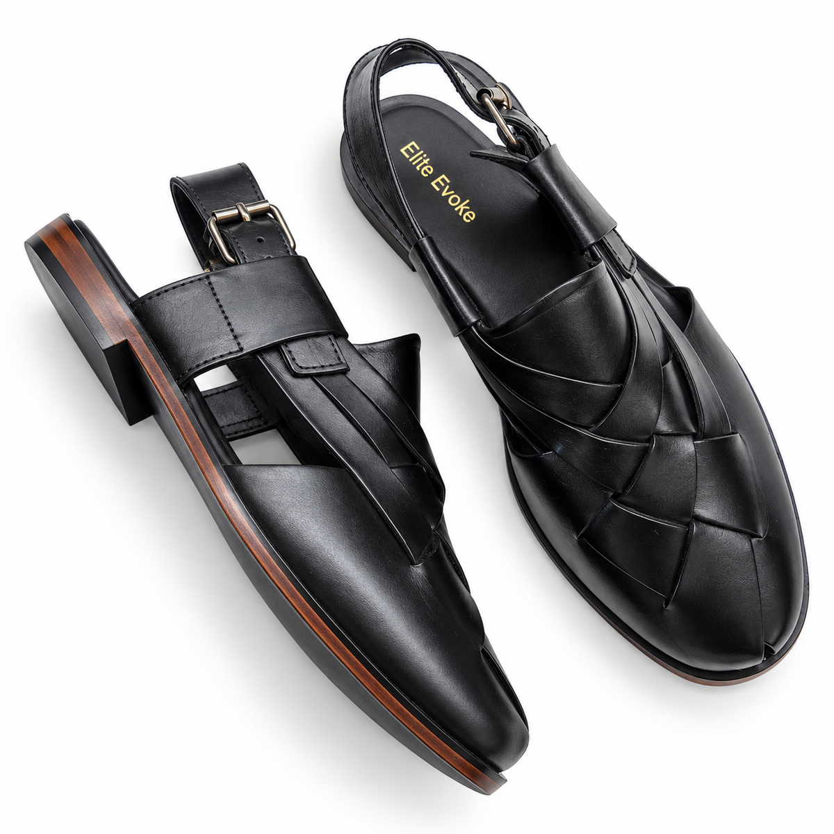 Elite Evoke – Noir Woven Peshawari Sandals