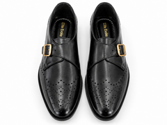 Elite Evoke – Noir Brogue Monk-Strap Leather Shoes