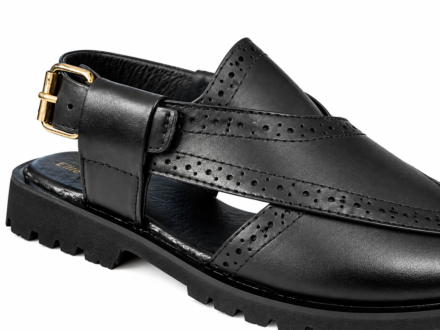 Elite Evoke – Classic Brogue Leather Peshawari Sandals