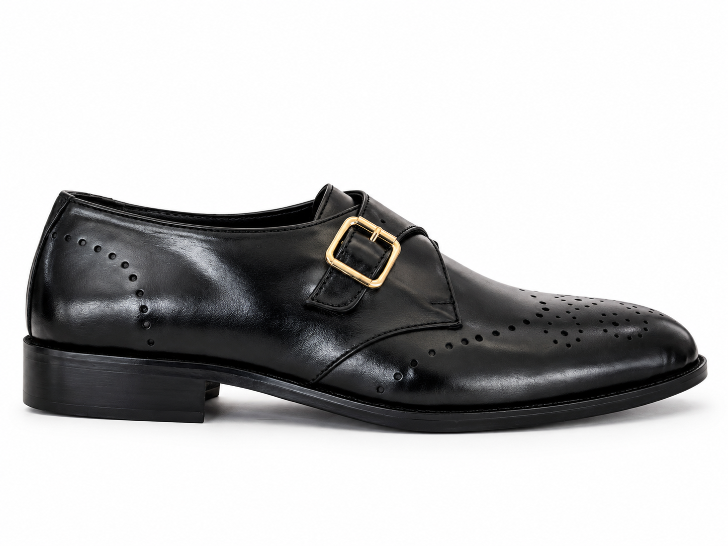 Elite Evoke – Noir Brogue Monk-Strap Leather Shoes