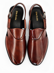 Elite Evoke – Maroon Leather Peshawari Sandals