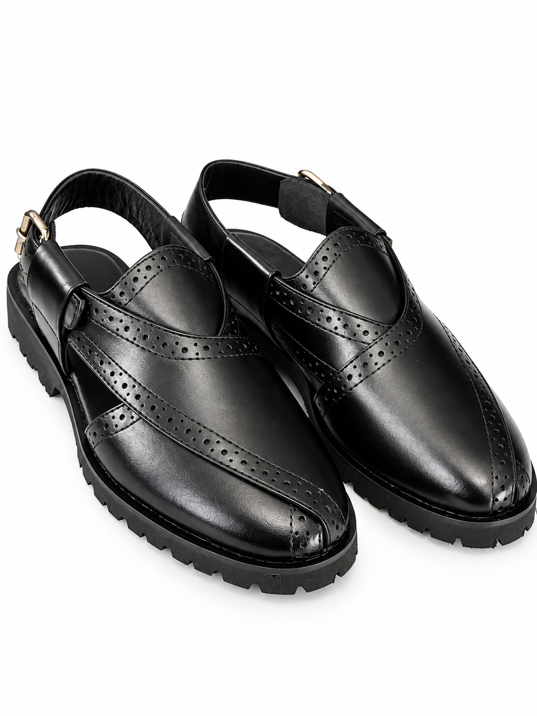 Elite Evoke – Classic Brogue Leather Peshawari Sandals