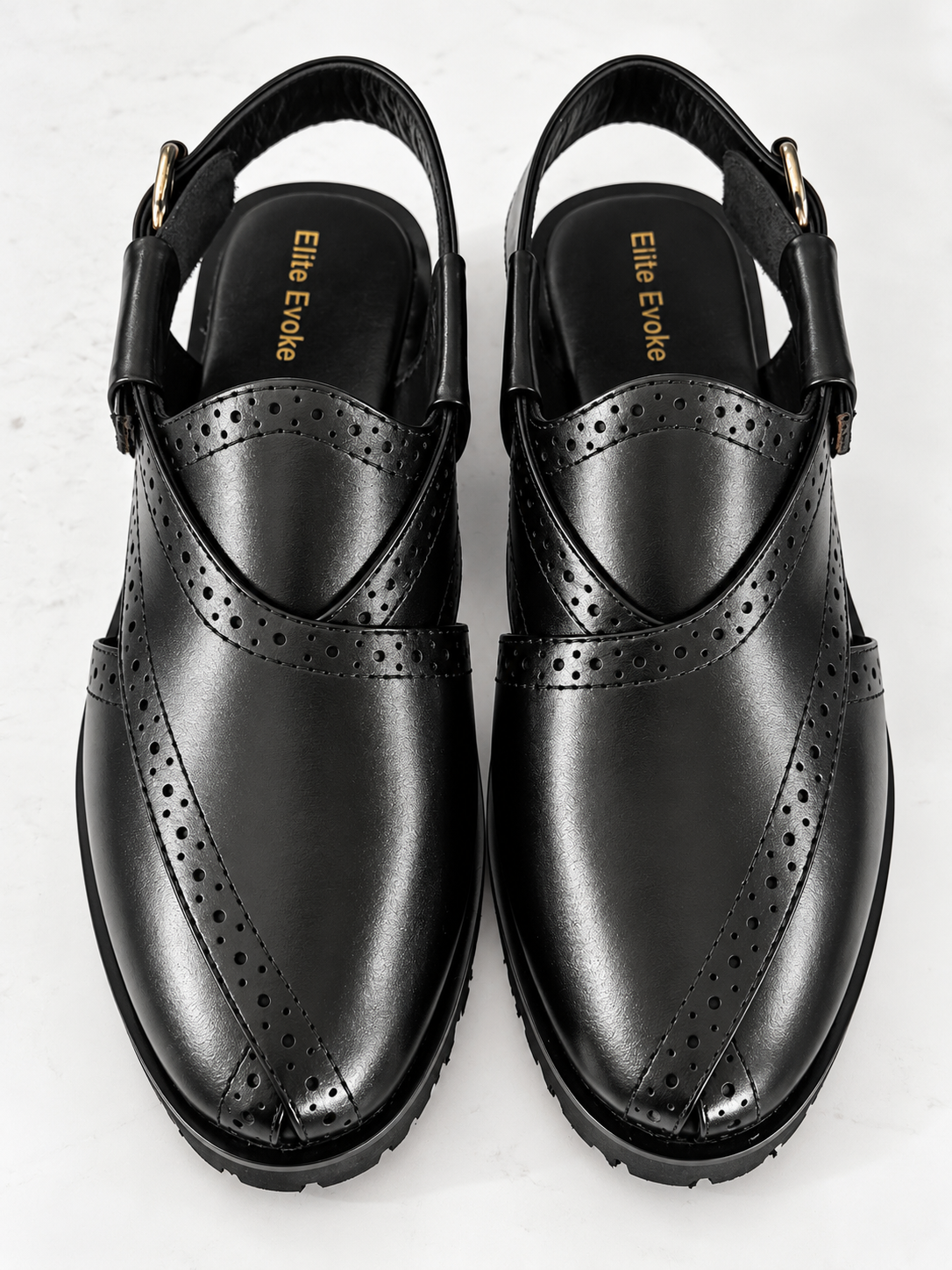 Elite Evoke – Classic Brogue Leather Peshawari Sandals