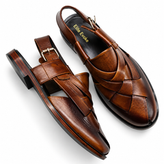 Elite Evoke – Heritage Brown Woven Peshawari Sandals