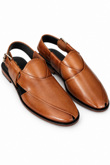 Elite Evoke – Tan Brown Premium Leather Peshawari Sandals