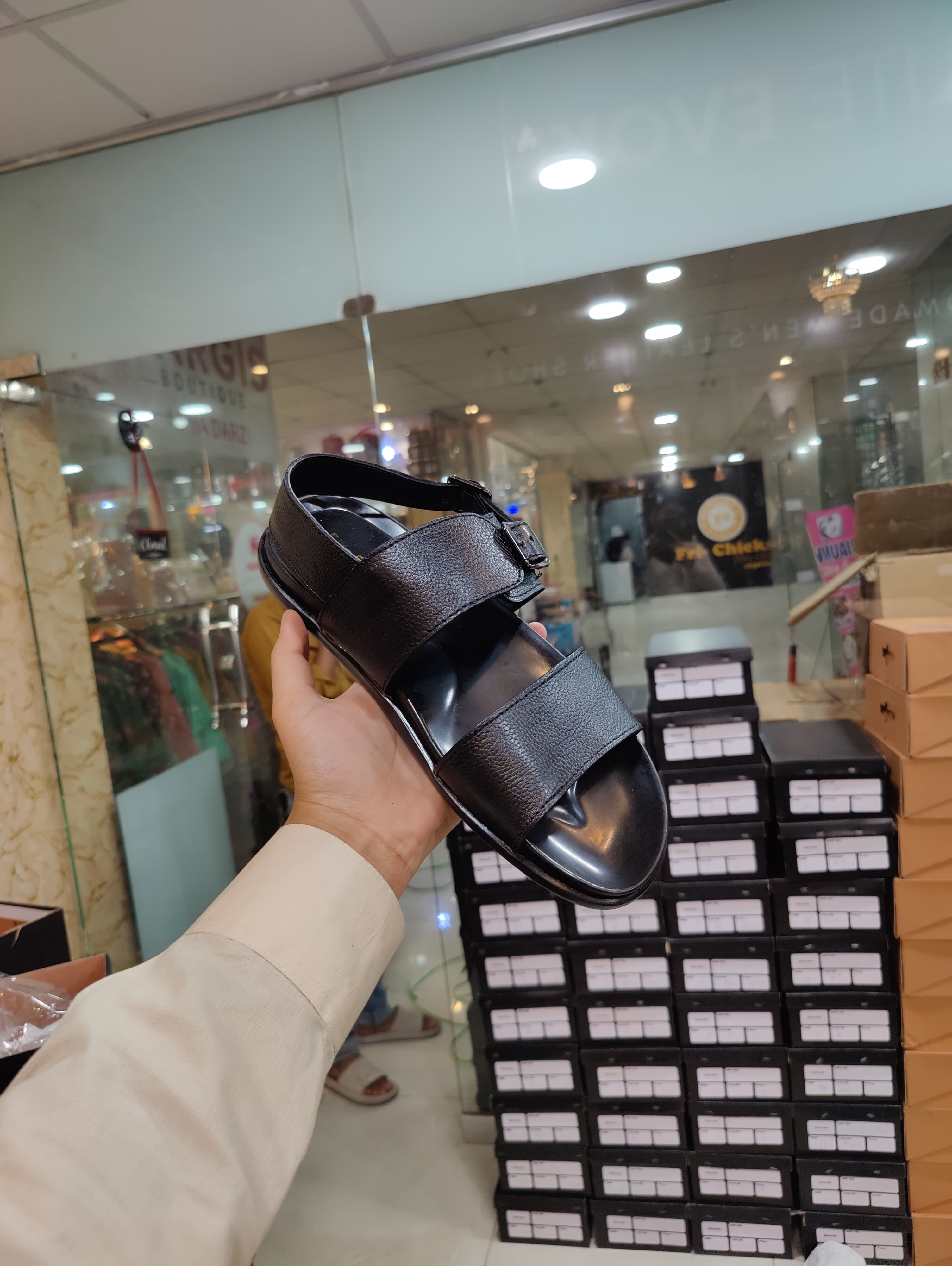 Men's Brown Mild Leather Adjustable Strap Sandals